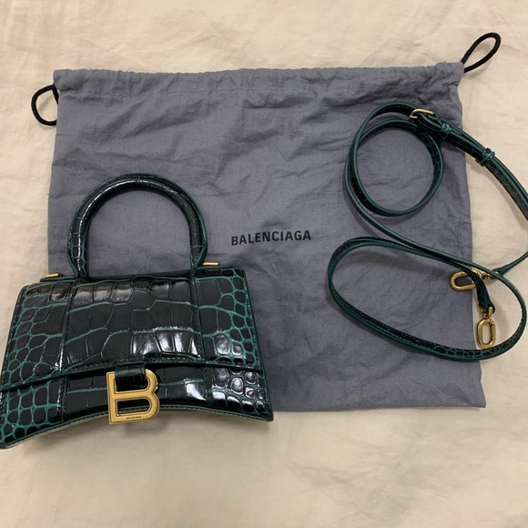 Hourglass handbag crocodile embossed - Picture 4 of 6